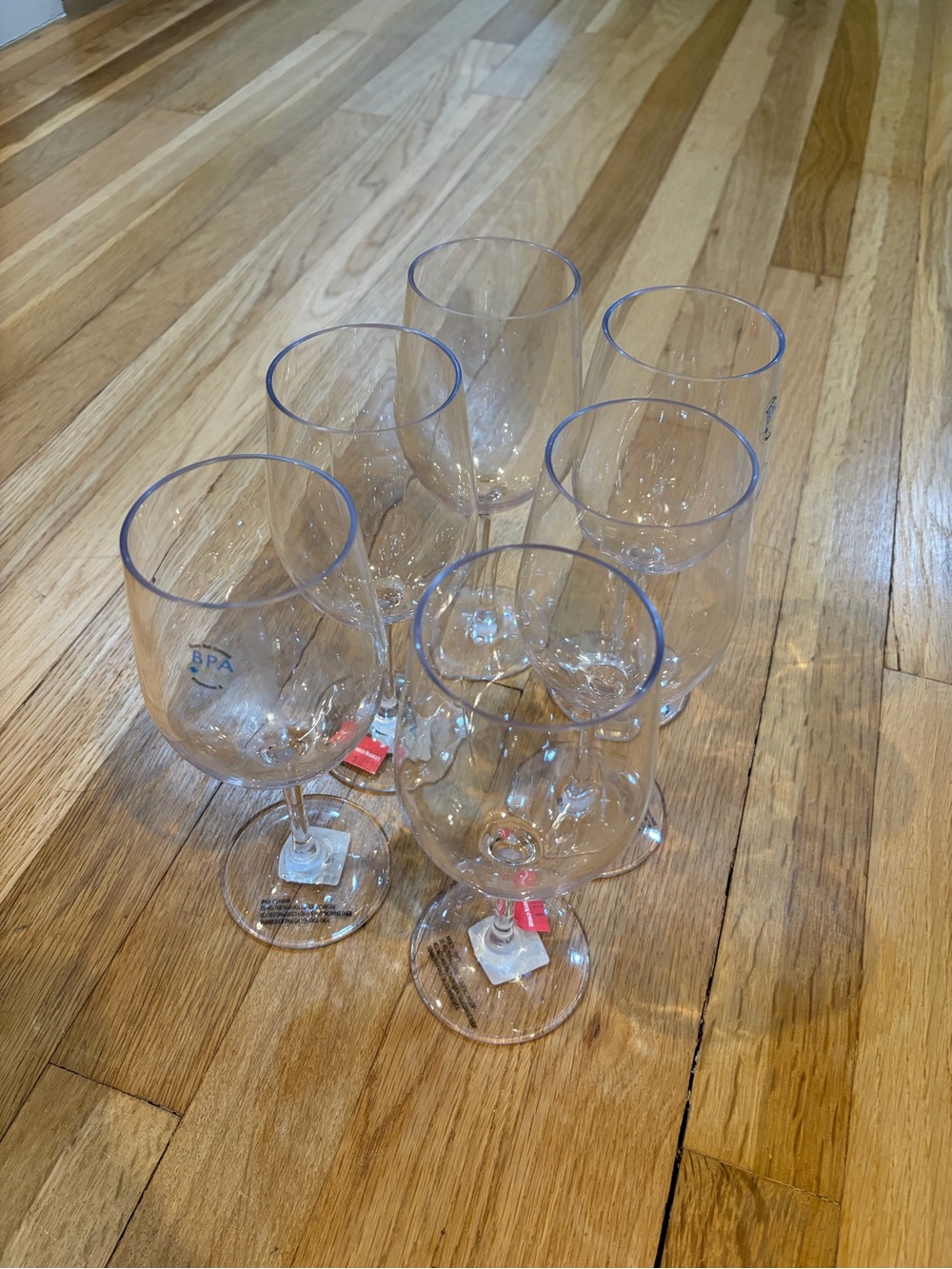 Cost Plus World Market Acrylic Clear Stemmed Wine Glasses - Set of 6